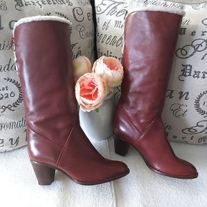 Leather boots tall